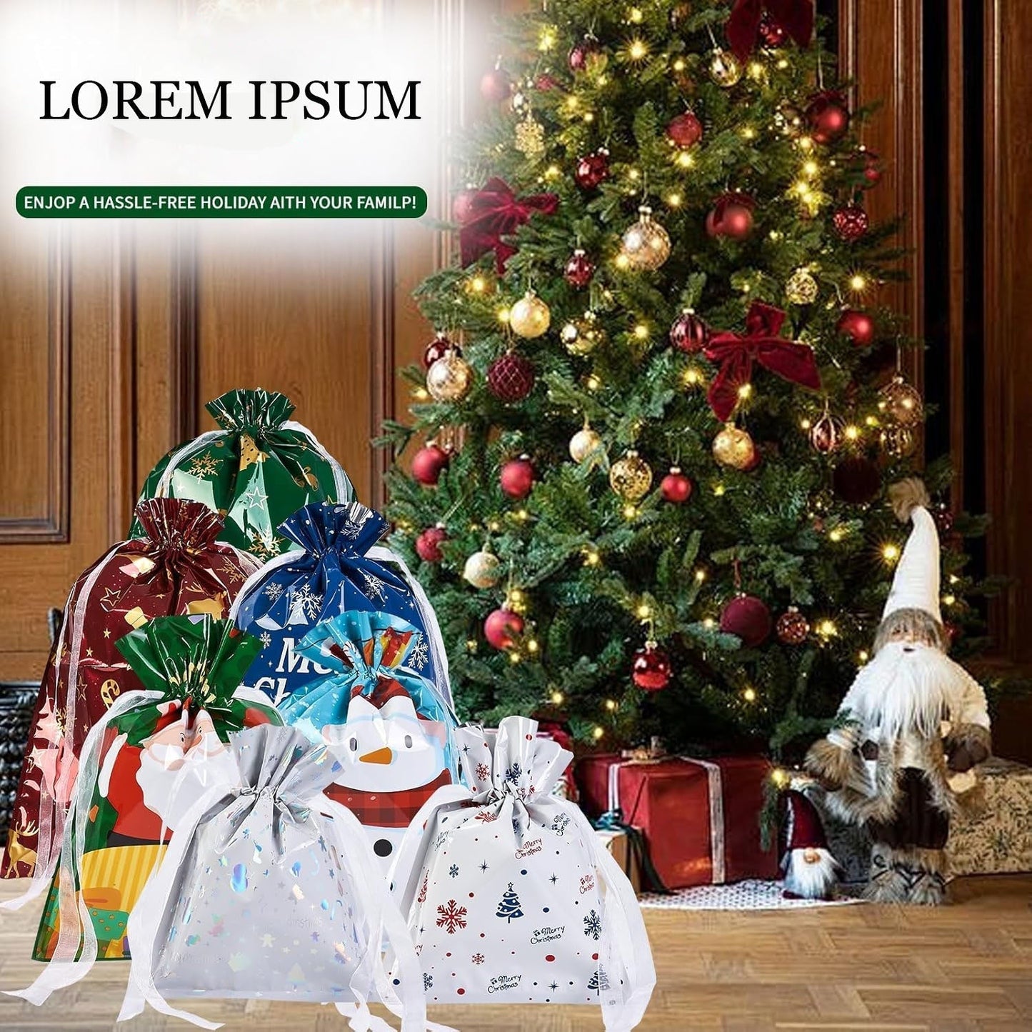 🎁Drawstring Christmas Gift Bag (Biodegradable)